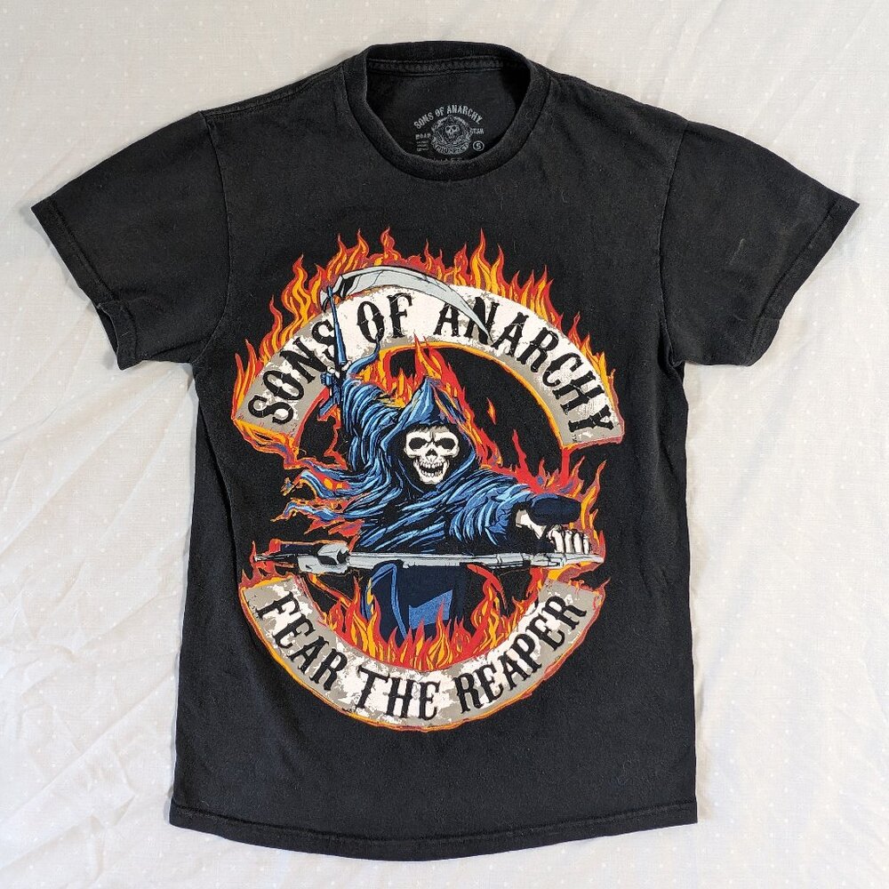 SONS OF ANARCHY FEAR THE REAPER ROAD GEAR SHORT SLEEVE SHIRT BLACK SIZE SMALL